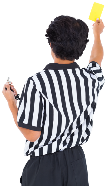 Rear View of Referee Showing Yellow Card with Transparent Background - Download Free Stock Videos Pikwizard.com