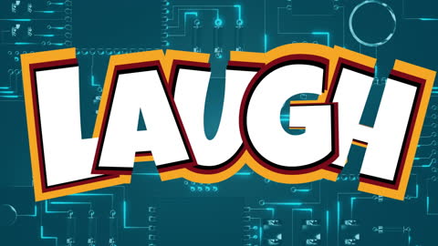 Animated Laugh Text on Digital Circuit Background
