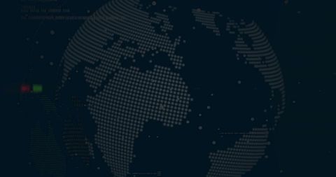 Digital dot-matrix globe with futuristic networking interface