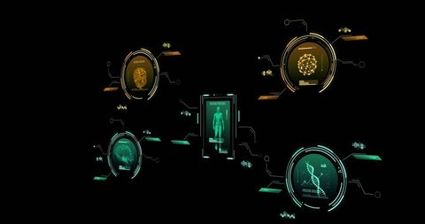 Futuristic scientific data visualization in digital interface
