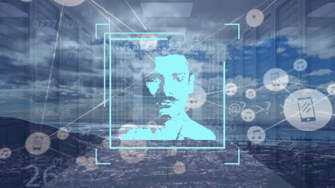 A Futuristic Representation of Digital Interface Overlapping a Cityscape