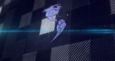 Futuristic digital map of americas with light flare