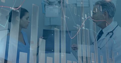 Healthcare Professionals with Financial Data Overlays