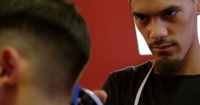 Close-Up of Focused Barber Creating Stylish Haircut for Client - Download Free Stock Images Pikwizard.com