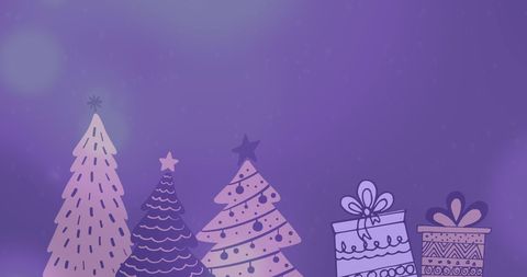 Purple Christmas Background with Stylized Trees and Gifts - Download Free Stock Images Pikwizard.com