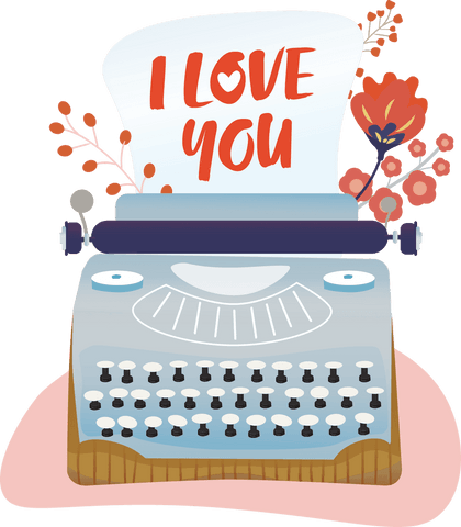 I Love You Text on Vintage Typewriter Transparent Design - Download Free Stock Videos Pikwizard.com
