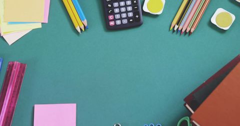 School Supplies Arrangement on Blue Background Viewed from Above - Download Free Stock Images Pikwizard.com