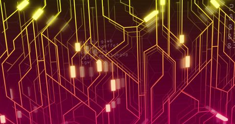 Neon Electric Circuit on Vibrant Red Background - Download Free Stock Images Pikwizard.com