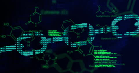 Futuristic Visualization of Chemical Formulas and Data Processing