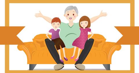 Happy Family Embracing Pose on Cozy Sofa