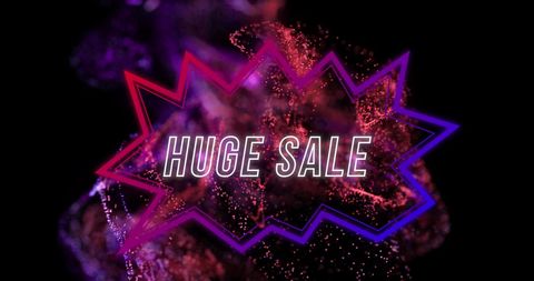 Huge Sale Bold Text with Red Smoke on Black Background