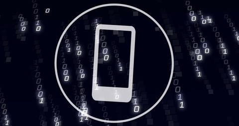 Smartphone Icon with Flowing Binary Code for Technology Concept - Download Free Stock Images Pikwizard.com