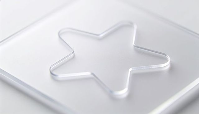 Clear acrylic star outline casting soft shadow on frosted panel minimalist high-key
