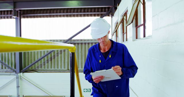 Industrial Worker Conducting Safety Inspection at Factory Site - Download Free Stock Images Pikwizard.com