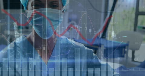 Healthcare Worker Analyzing Financial Data During Pandemic