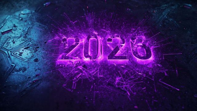 Neon 2023 Shattered Glass Explosion Featuring Futuristic Purple Teal Lighting