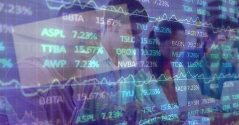 Business Professionals Analyzing Stock Market Data in Office Environment