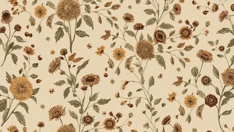 Vintage sunflower and daisy botanical wallpaper pattern