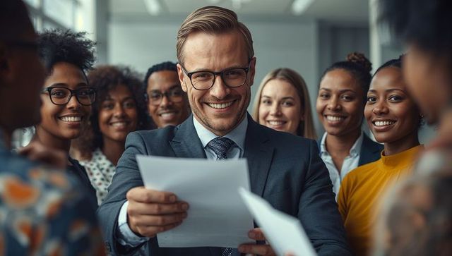 Team Collaboration and Diverse Professionals Sharing Documents