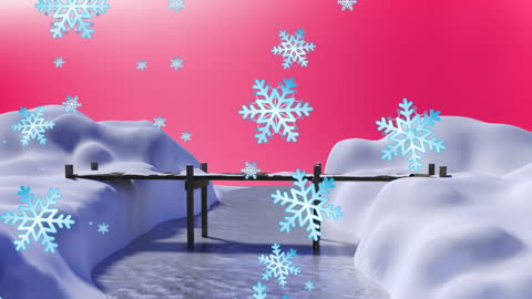 Winter Wonderland Animation with Snow Falling on Bridge