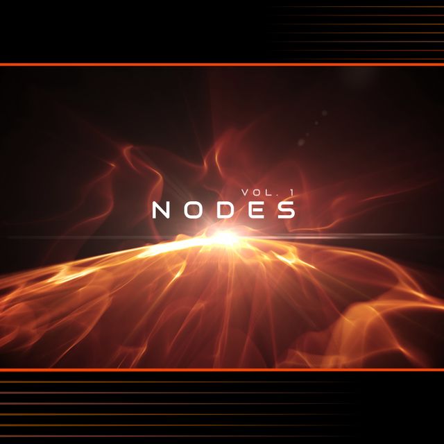 This digital illustration features an abstract depiction of 'Nodes Vol 1' with a brilliant, fiery mesh over a dark background. The image integrates illuminated flames and elegant lines to create a dramatic concept suitable for promotional content. Modern and dynamic in style, it suits covers for digital media or technology marketing, offers inspiration for art posters, and serves as a powerful background for business presentations or graphic design projects.