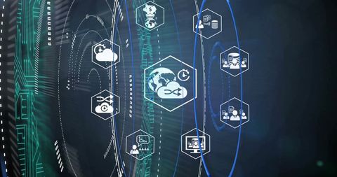 Business Icons with Digital Interface Design Background