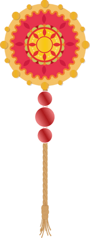 Decorative mandala style ornament with rope and beads, bohemian design, transparent