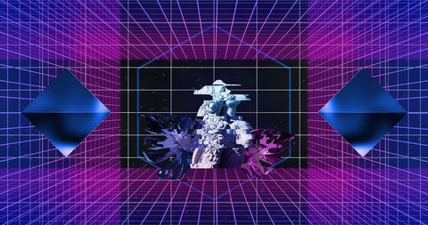Futuristic Digital Art with Classical Statue and Geometric Design - Download Free Stock Images Pikwizard.com
