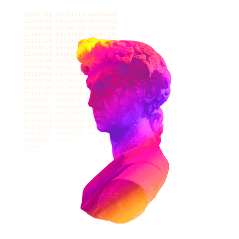 vivid neon statue with digital binary on transparent background - Download Free Stock Videos Pikwizard.com