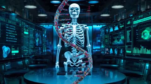 Futuristic Lab Visuals: 3D DNA Helix Animating Science Research