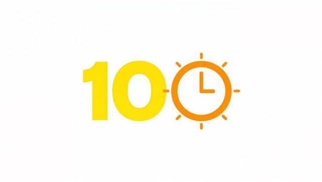 Bright 10 clock sun logo concept in yellow and orange minimalist flat design