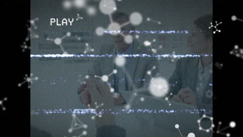 Business Team Collaboration with Molecular Overlay and Digital Interface