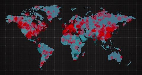Global COVID-19 Pandemic Map Depicting Viral Spread Impact