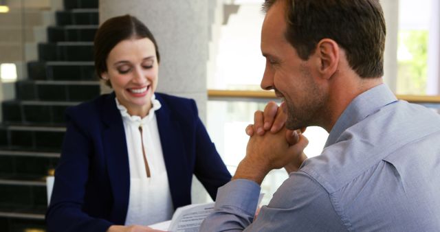 Business Meeting between Two Colleagues in Office - Download Free Stock Images Pikwizard.com