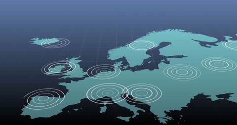 Digital Connection Circles on European Map - Download Free Stock Images Pikwizard.com