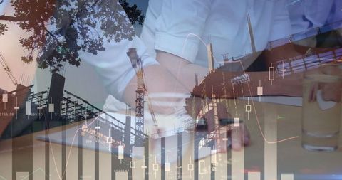 Double Exposure of Finance Professionals and Stock Market Graphs