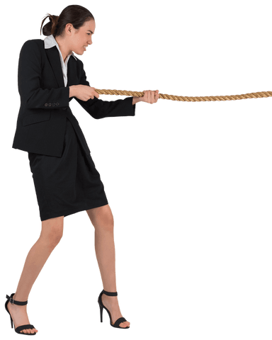 transparent businesswoman pulling strong on rope in challenge - Download Free Stock Videos Pikwizard.com
