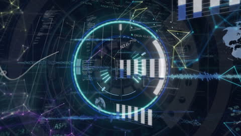 Futuristic Digital Interface Dashboard with Data Visualization