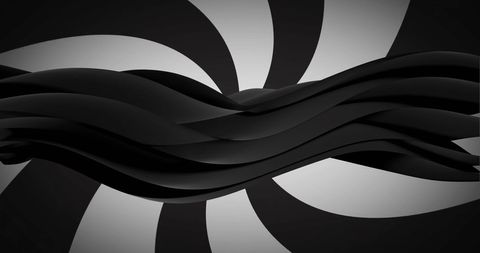 Abstract Twisting Black Shapes on Monochrome Background