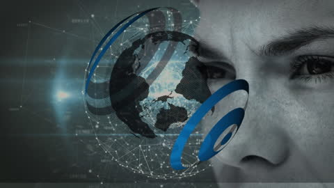 Futuristic Globe and Data Animation for Digital Business Concept