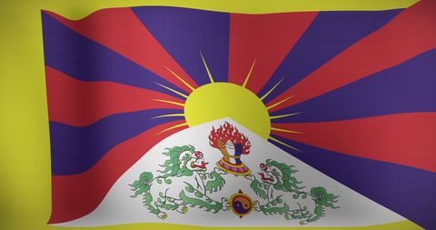 Waving Tibetan National Flag with Vibrant Colors - Download Free Stock Images Pikwizard.com