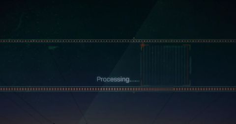 Processing Filmstrip UI Band Across Cyber Noir Gradient Interface
