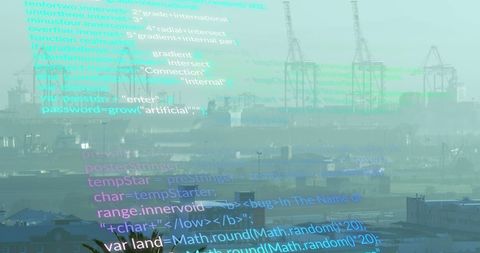 Financial Data Overlay on Urban Port Cityscape - Download Free Stock Images Pikwizard.com
