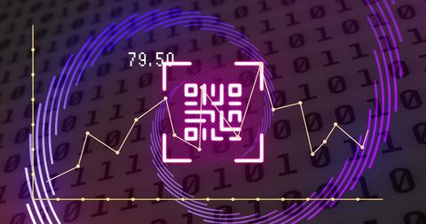 Cyber Finance Background with QR Code and Binary Overlay - Download Free Stock Images Pikwizard.com