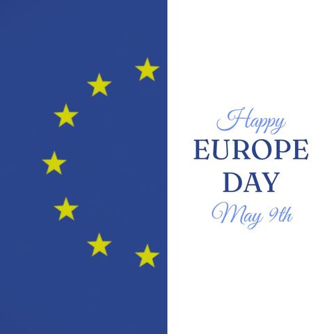 Happy Europe Day Graphic With EU Flag and Text - Download Free Stock Templates Pikwizard.com