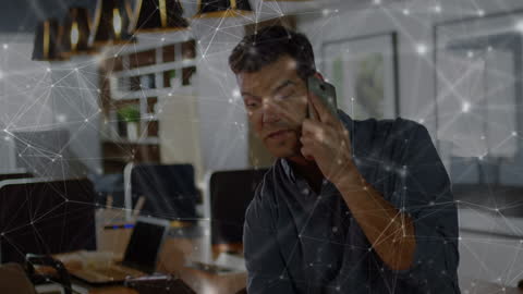 Businessman Engaging with Global Network, Digital Connections