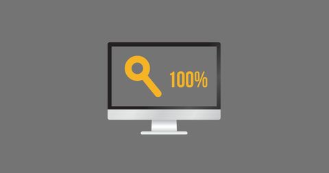 Digital interface with magnifying glass on computer screen