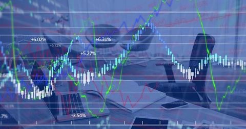 Financial data analytics concept overdesk with trading charts