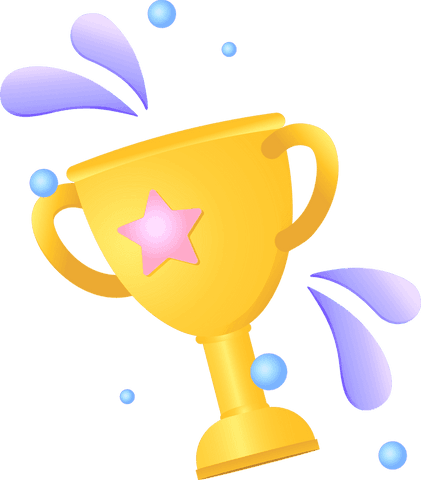 Flat Cartoon Golden Trophy Cup on Transparent Background