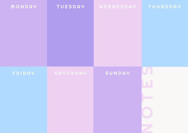 Weekly Planner Template with Colorful Pastel Day Blocks for Notes - Download Free Stock Templates Pikwizard.com